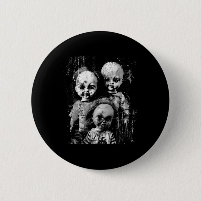 Haunted Creepy Doll Horror Toy Halloween Goth Alt  6 Cm Round Badge (Front)