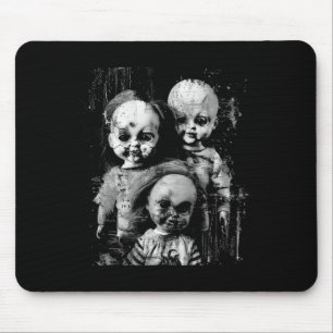 Haunted Creepy Doll Horror Toy Halloween Goth Alt  Mouse Mat