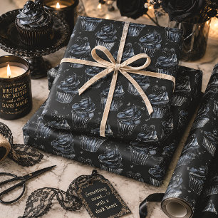 Haunted Cupcakes Gothic Birthday Wrapping Paper Sheet
