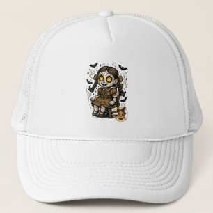 Haunted Doll – Halloween Cartoon Trucker Hat