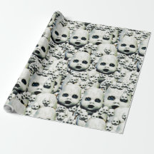 Haunted doll head art wrapping paper