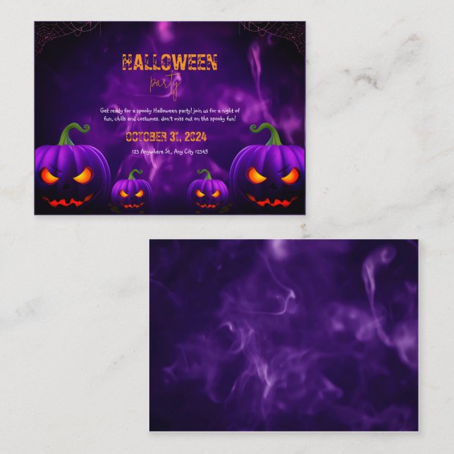 Haunted Elegance: Purple & Orange Modern Halloween Enclosure Card (Front/Back)