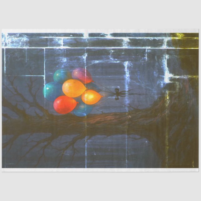 Haunted Forest Balloons Decoupage Paper | Gothic  (Front)