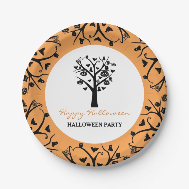 Haunted Forest, Halloween Paper Plate (Front)