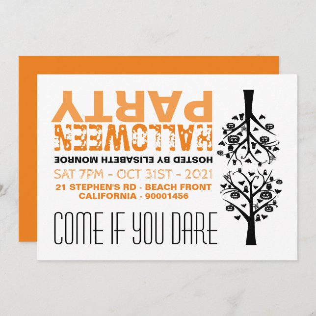 Haunted Forest Mirrored Halloween Party Invitation (Front/Back)