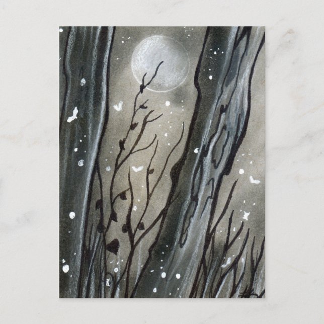 Haunted Forest Moon Halloween Postcard (Front)