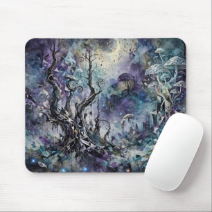 Haunted Forest Mystical Surreal Trees Mushrooms Mouse Mat