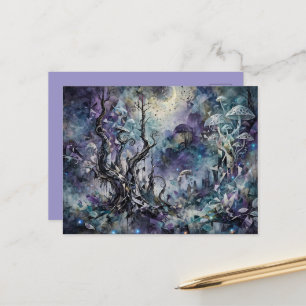 Haunted Forest Mystical Surreal Trees Mushrooms Postcard