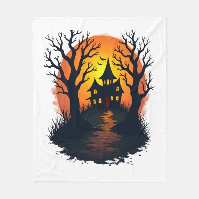 Haunted Forest � Spooky Halloween Nature Tee Fleece Blanket (Front)