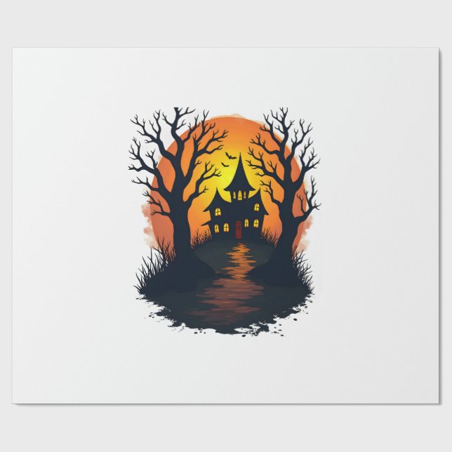 Haunted Forest � Spooky Halloween Nature Tee Wrapping Paper (Flat)