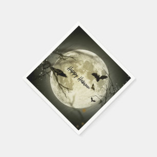 Haunted Full Moon Halloween Party Paper Napkin
