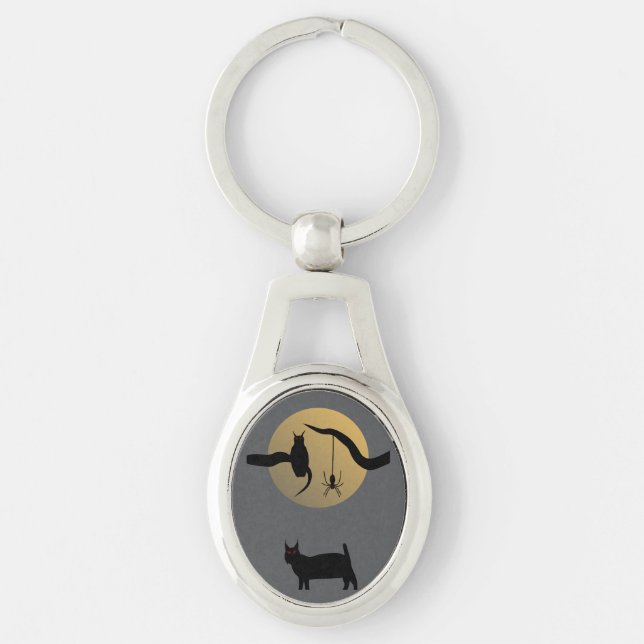 Haunted Full Moon Metal Keychain (Front)