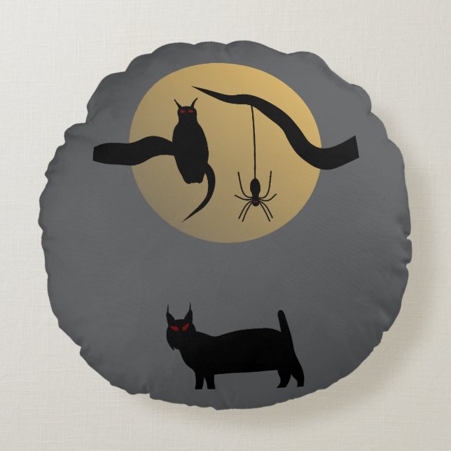 Haunted Full Moon Round Pillow (Front)