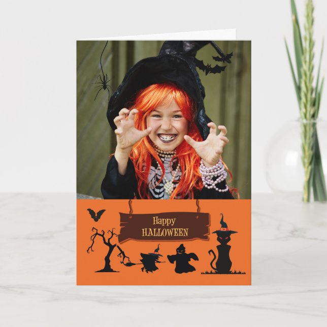 Haunted Fun Halloween Customisable Photo Card (Front)