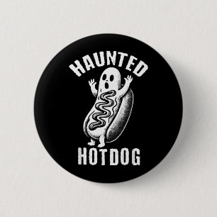 Haunted Ghost Hotdog Funny Foodie Halloween 6 Cm Round Badge