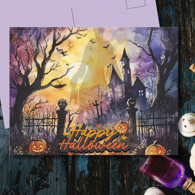 Haunted Glow Halloween Holiday Postcard (Creator Uploaded)