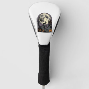 Haunted Goat Moon Vintage Halloween Silhouette Art Golf Head Cover