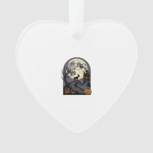 Haunted Goat Moon Vintage Halloween Silhouette Art Ornament