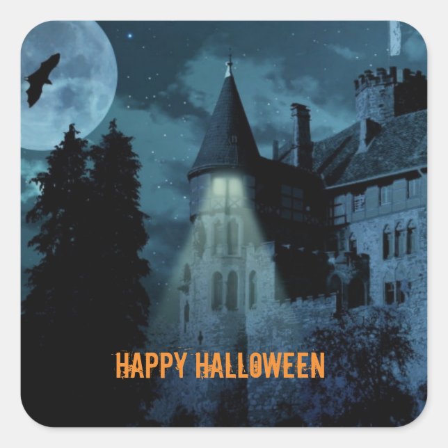 Haunted Goth Mansion Halloween  Square Sticker (Front)