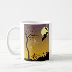 Haunted Graveyard Halloween Scene, Halloween Coffee Mug