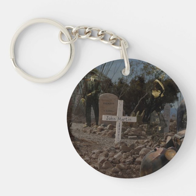 Haunted Graveyard in Tombstone Key Ring (Front)