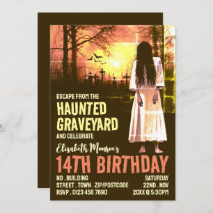 Haunted Graveyard Theme Escape Room Birthday Party Invitation
