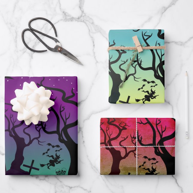 Haunted graveyard with gravestones Halloween Wrapping Paper Sheet (Front)