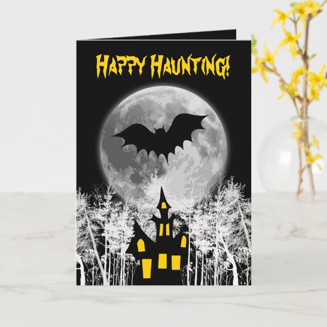 Haunted Halloween Card (Yellow Flower)