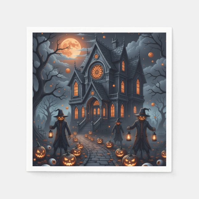 Haunted Halloween castle Napkin (Front)