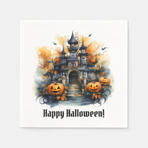 Haunted Halloween Castle Paper Party Napkin