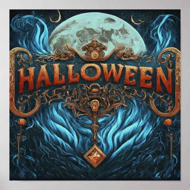 Haunted Halloween Clock Tower Poster (Front)