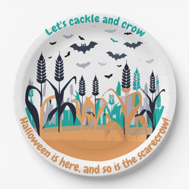 Haunted Halloween Corn Field Paper Plate (Front)