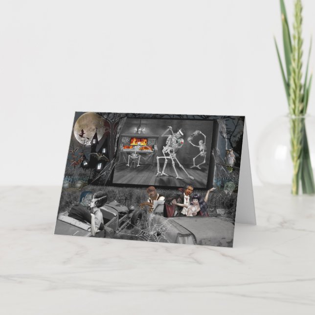 Haunted Halloween Drive-in Card (Front)