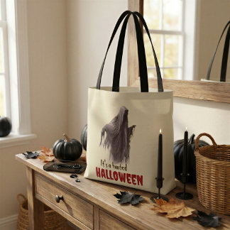 Haunted Halloween Ghost Autumn Market Tote Bag