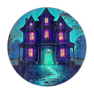Haunted Halloween Ghost House Design Cutting Board