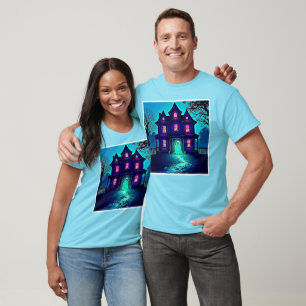 Haunted Halloween Ghost House Design T-Shirt