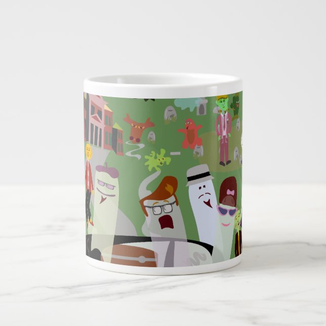 Haunted Halloween Graveyard Party Large Coffee Mug (Front)