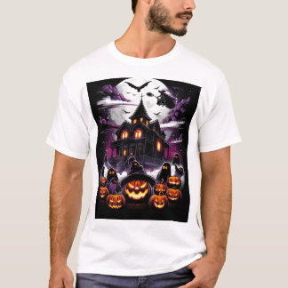 Haunted Halloween House T-Shirt – Witch, Ghosts