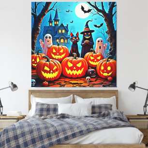Haunted Halloween Night Design Canvas Print