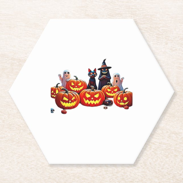 Haunted Halloween Night Design Classic T-Shirt Paper Coaster (Front)