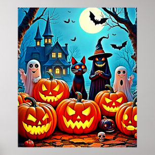 Haunted Halloween Night Design Poster