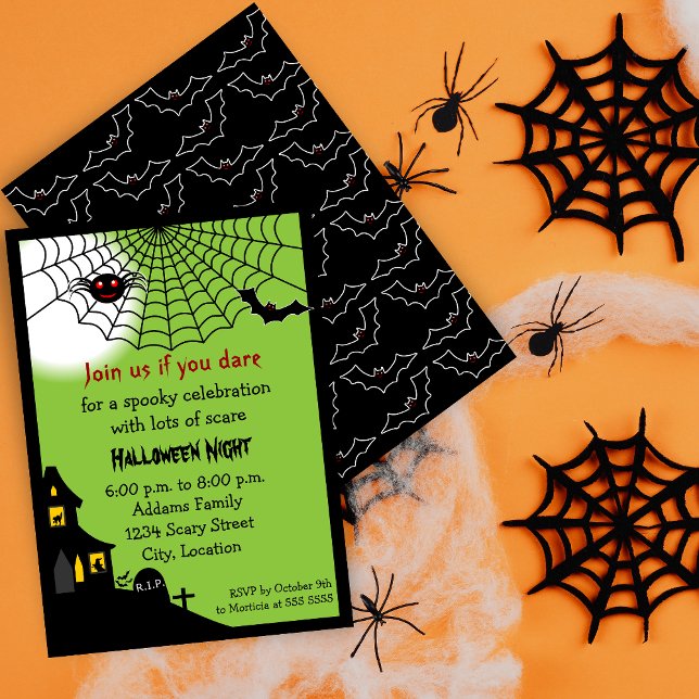 Haunted Halloween Party Invitation (Invite your guests with this haunted Halloween invite for a spooktacular night.)