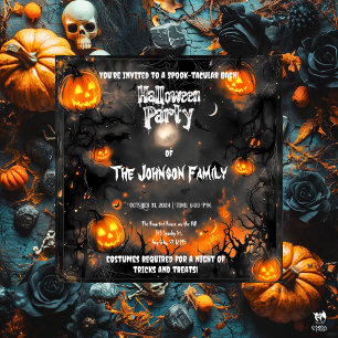  Haunted Halloween Party with Glowing Jacks  Invitation