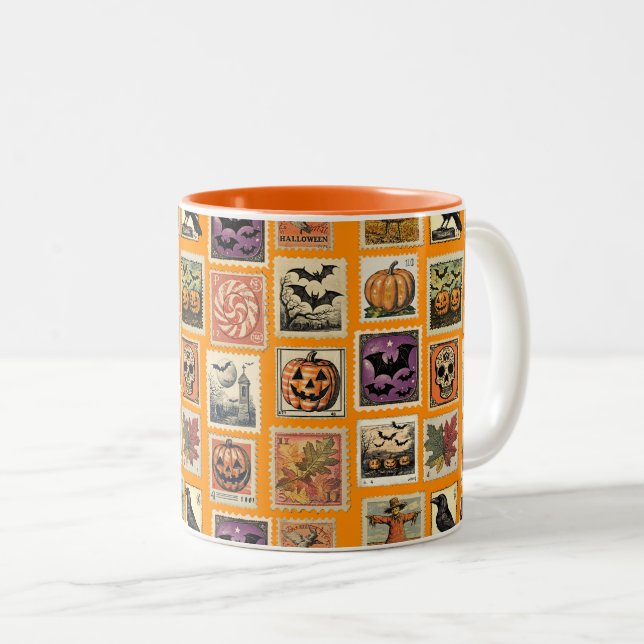 Haunted Halloween Postage Stamp Pattern Mug  (Front Right)
