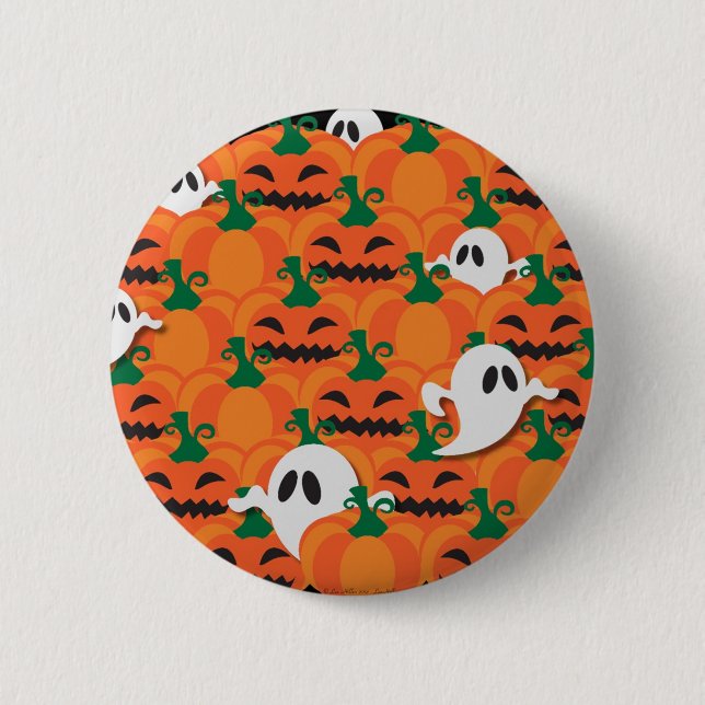 Haunted Halloween Pumpkin Patch Ghosts 6 Cm Round Badge (Front)
