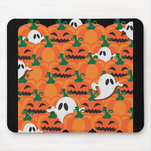 Haunted Halloween Pumpkin Patch Ghosts Mouse Mat (Front)