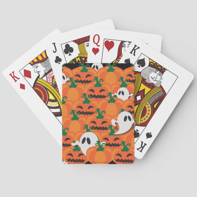Haunted Halloween Pumpkin Patch Ghosts Playing Cards (Back)