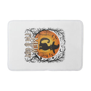 Haunted Halloween Pumpkin Spooky Night Ghost Silho Bath Mat