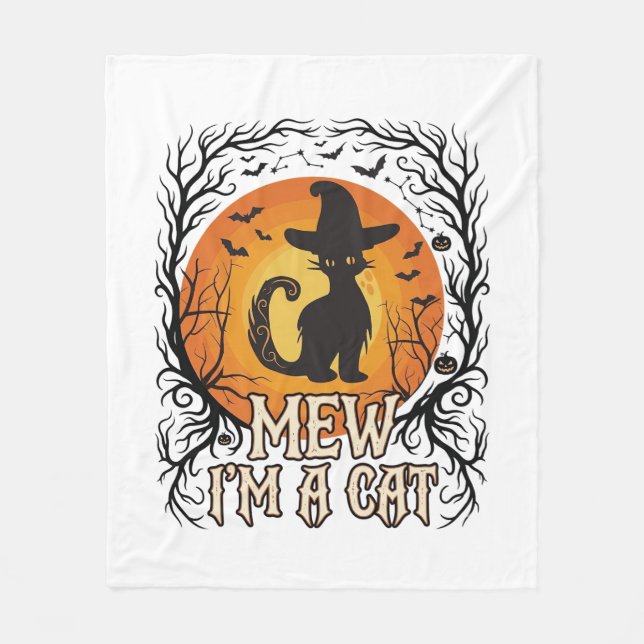 Haunted Halloween Pumpkin Spooky Night Ghost Silho Fleece Blanket (Front)