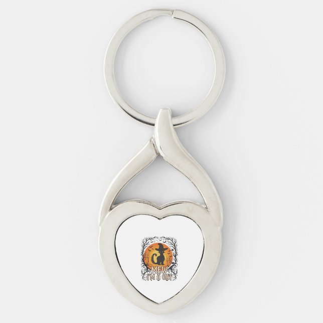 Haunted Halloween Pumpkin Spooky Night Ghost Silho Key Ring (Front)